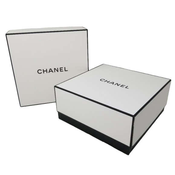 Chanel EMPTY Gift Boxes Lot 2 Medium Black White Keepsake Container 8.5" Square - Picture 1 of 15